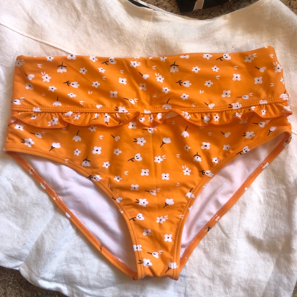 Orange High Waisted Bikini Bottoms